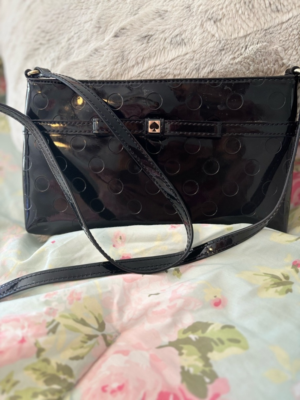 kate spade Black Patent Leather Polka Dot Crossbody